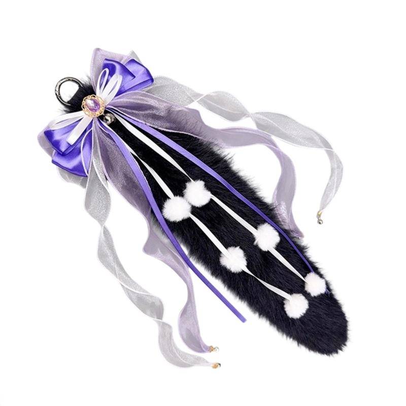 Vargdräktsaccessoarer Rosett Pälsklädd Pannband Plyschsvans Anime Cosplay-outfit för Kvinnor Maskerad Halloween Rollspel gray