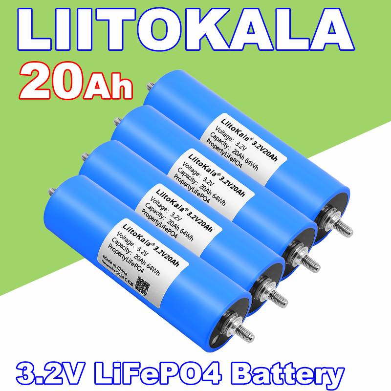 4-32PCS LiitoKala 3.2V 20Ah high capacity Deep cycle Lifepo4 Battery for 12v 24v 48V LiFePO4 Rechargeable Battery