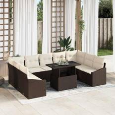 vidaXL Havesofa Sæt med pude 10 pcs Brun og Creme 100 x 55 x 73 cm