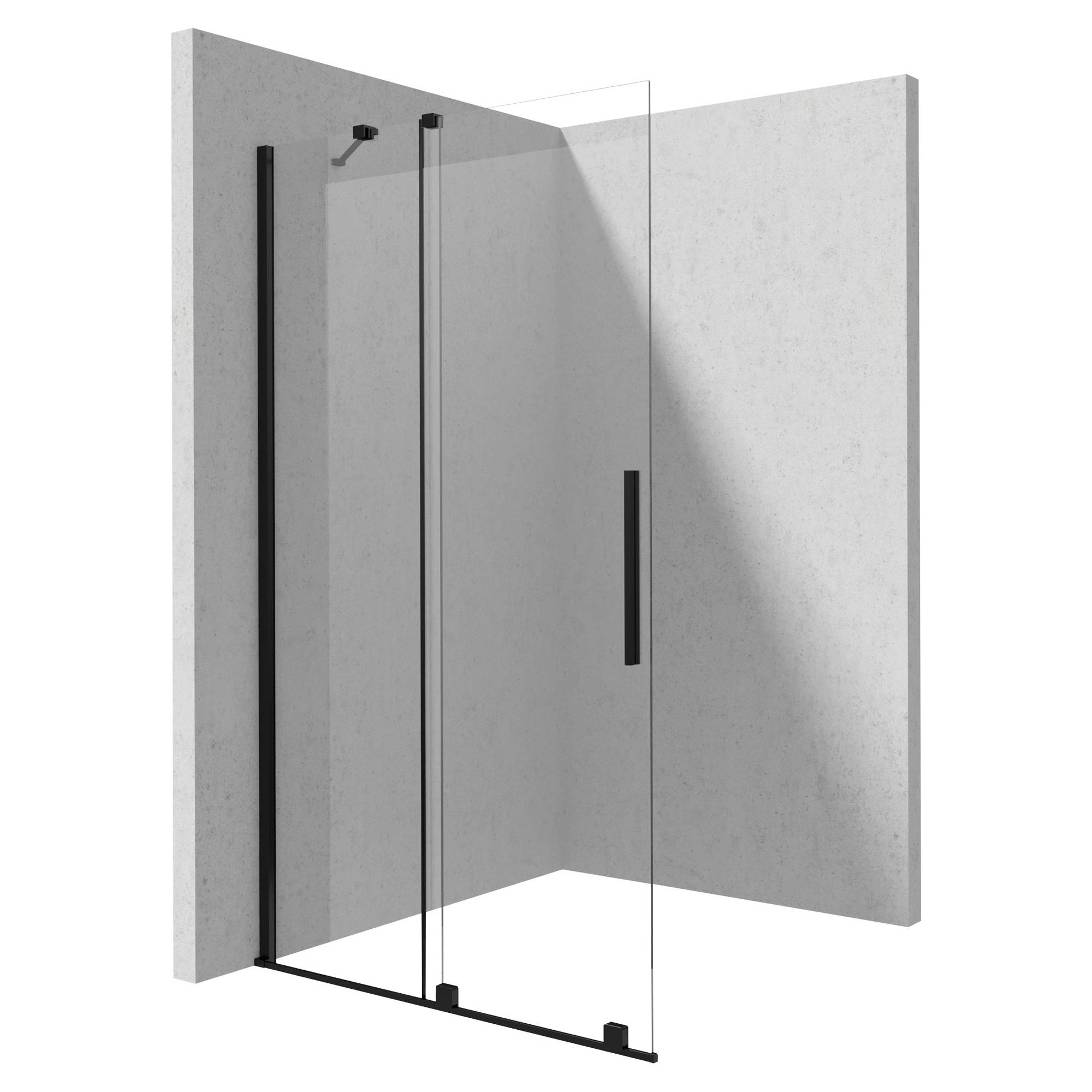 Duschvägg Prizma Svart Matt 6 mm 80x195 cm Skjutdörr