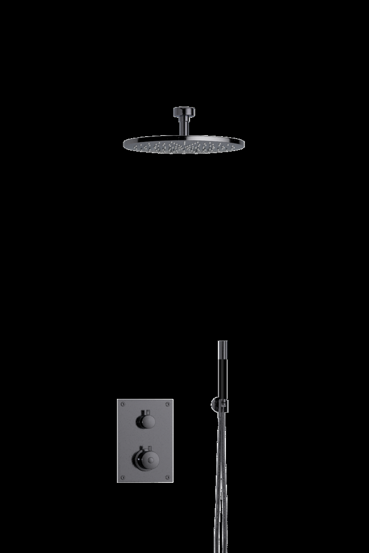 Tapwell Takduschpaket ED2 för Inbyggnad Ø30 cm (Black Chrome)