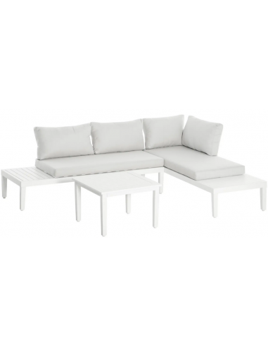 Loungesæt med bord i aluminium og polyester - Hvid/Cremehvid