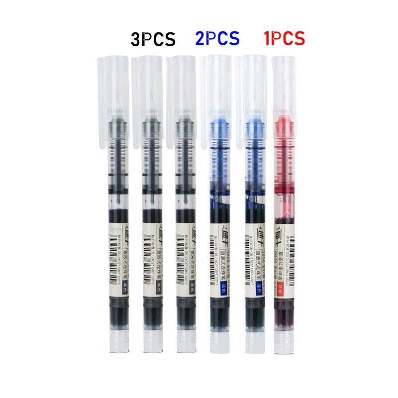 6 st/set Snabbtorkande 0,5 mm Rollerpenna Svart/Röd/Blå bläck Rak Flytande Rollerball Gelpenna för Skola Kontor Pappershandel Kawaii