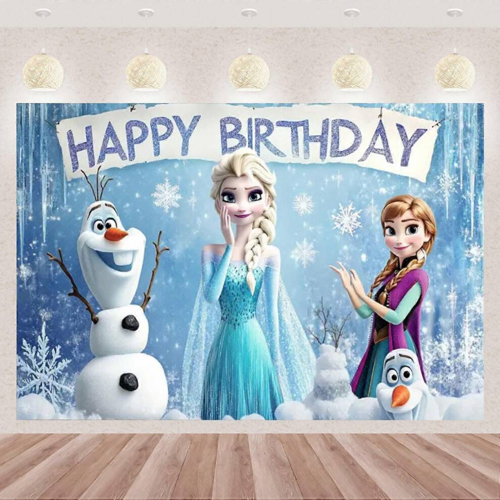 (120x90cm) Disney Frozen Elsa Anna Princess Theme Backdrop Frozen Happy Birthday Party Decoration Baby Shower Supplies Photo Prop Girl Gift