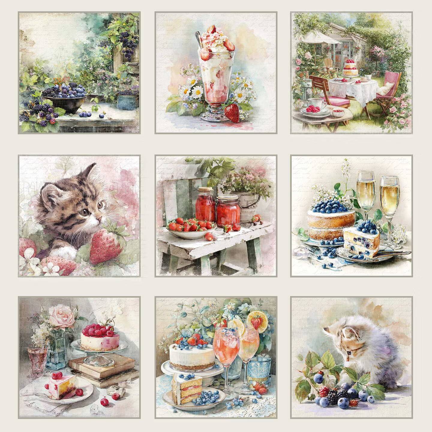 Reprint - Summer Garden, Tags Klippark - 12x12 (30,5 x 30,5 cm)