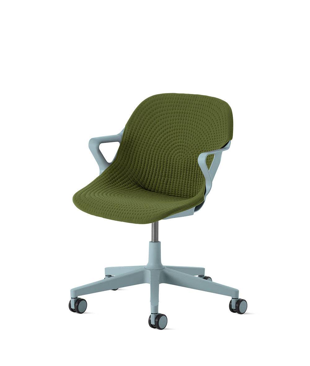 Zeph-stoel vaste armleuningenGlacier in Unibody/Olive by Herman Miller