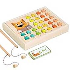Fiskespel för barn 3-5, magnetiska bokstäver och siffror, Magnetiska trä småbarnsaktiviteter fiske leksaker, Learning & Education Toys For Frameed Letter Recognition, utvidgar ordförråd