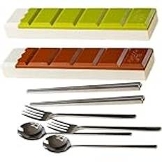 Eeuye 2 bärbara bestickset rostfritt stål bestick set med fodral för utomhus resor camping bestick set