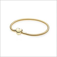 Pandora Moments Armband – Hjärtlås Guld Snake Chain 563050C00, Guldpläterat Silver / 17cm (17cm)
