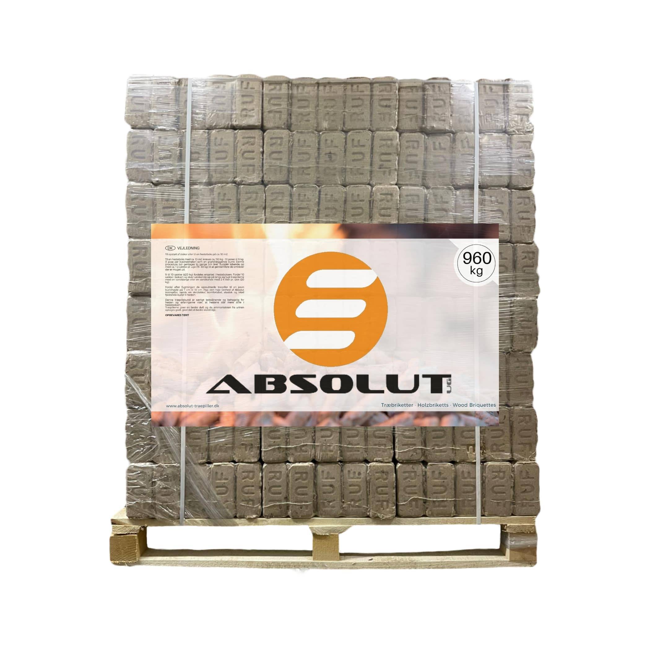 Absolut Træbriketter RUF R 1 palle (540 kg).