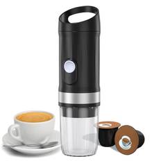 Portable Electric Espresso Coffee Machine Cordless Heat and Cold Brew 3oz Single Serve Mini Coffee svart