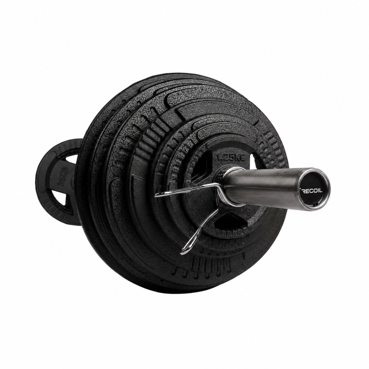 Skivstångset med järnskivor 177.5kg - Recoil (Stora Paketet)