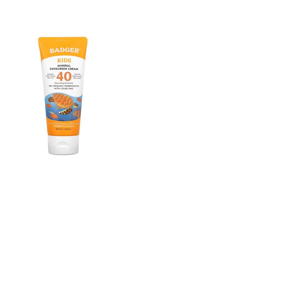 Badger, Børn, Mineral Solbrændselscreme, SPF 40, Tangerin & Vanilje, 2,9 fl oz (87 ml)