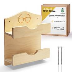CozyNature® Sauna Brillenablage aus Holz | Sauna Zubehör für In- und Outdoor | Sauna Brillenhalter für 2 Personen (2 Fächer) | einschließlich Montagezubehör | inkl. Gratis Sauna E-Book