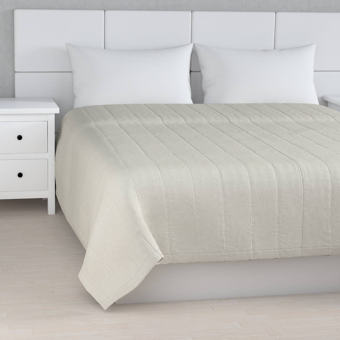 Sengetæppe quiltet<br/>10cm striber, Lysgrå, Sensuale Premium