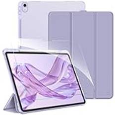 FINTIE iPad Air 13 tum (M2) 2024 fodral och skärmskydd med pennhållare - [med härdat glasfilm] tunt lätt genomskinligt matt baksida fodral mjuk TPU, lila lila