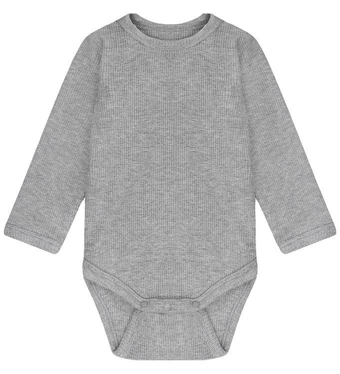 Fixoni Body l/æ - Rib - Flint Gray Melange - Fixoni - 1 år (80) - Body L/Æ