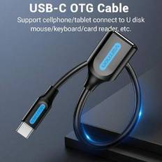 VENTION OTG-kabel USB C till USB-adapter USB typ C hane till USB 2.0 hona till USB-adapter kompatibel med MacBook Pro/Air, Apple 15 Pro Max/15 Plus/15 - Svart (0,15 m,2 st kabel)