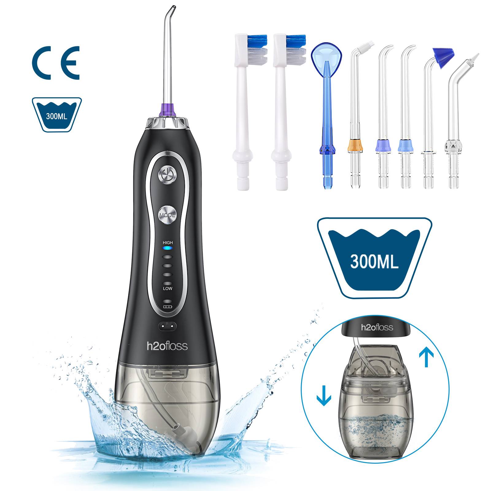 H2ofloss Portable Electric Water Flosser 5 Modes 8 Jets Cordless Ultrasonic Oral Irrigator Ready Stock Dental Floss Cleaning