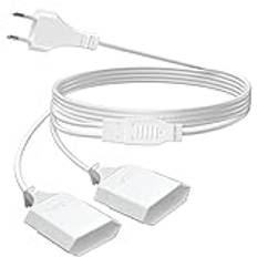 PABANCE Förlängning av strömkabel, 3 m Euro Plug-förlängningskabel, 2 i 1 typ C Euro plugg till Euro Socket förlängningskabel, Euro-kontakt för dator TV PC telefon vit