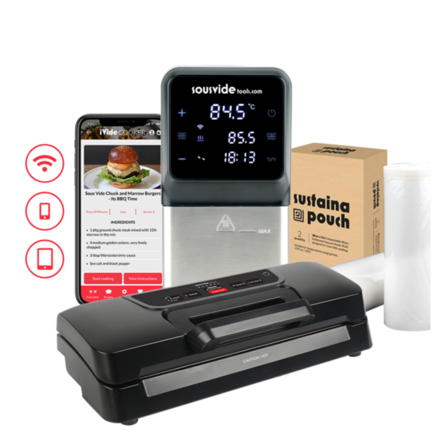 iVide® Plus Jnr WIFI Sous Vide Stav (IPX7-Vandtæt) + VS270 Vakuumpakker
