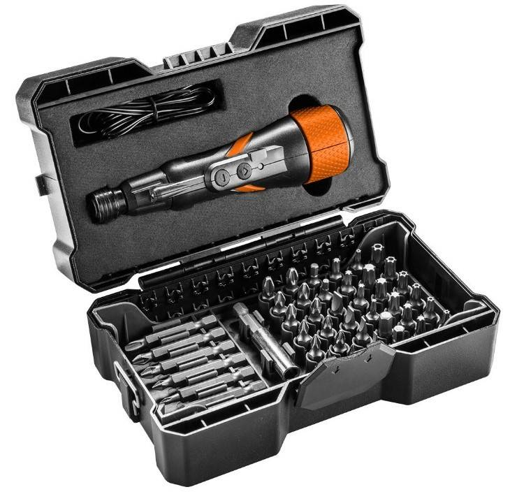 NEO TOOLS 04-200 Laddningsbar skruvdragare Spänning: 3.6V, Vridmoment till: 2.1Nm, Varvtal till: 280varv/min, med tillbehör