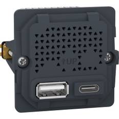 Fuga USB A+C lader, 21W 3A, 1 modul, uden afdækning