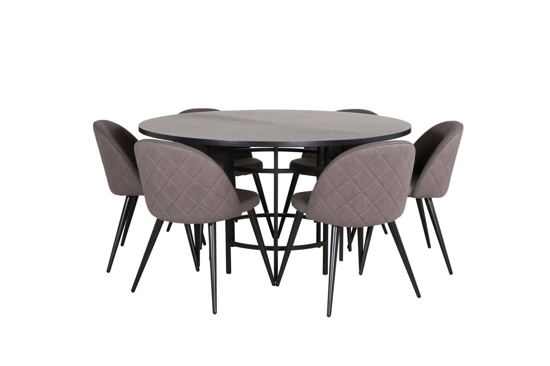 Venture Home Copenhagen Matgrupp 140 cm Rund med 6 Velvet stolar - Svart Matgrupper Grå,Svart