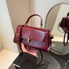 Retro Elegant Handheld Small Square Bag Women New Niche Design Versatile Commuter Shoulder Crossbody Bag - Red