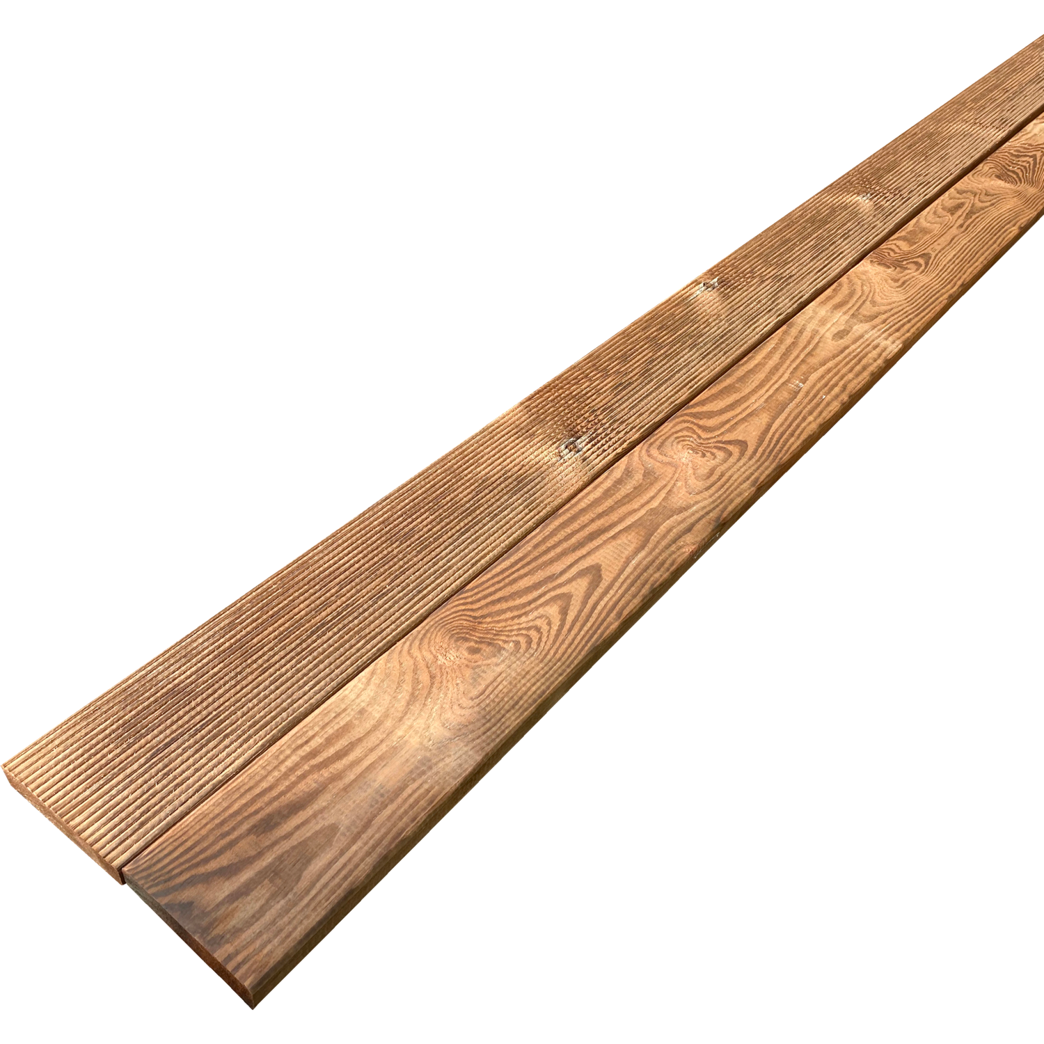 Terrassebrædder rillet/glat fyr brunimprægneret 32 x 125 mm x 4,8 m