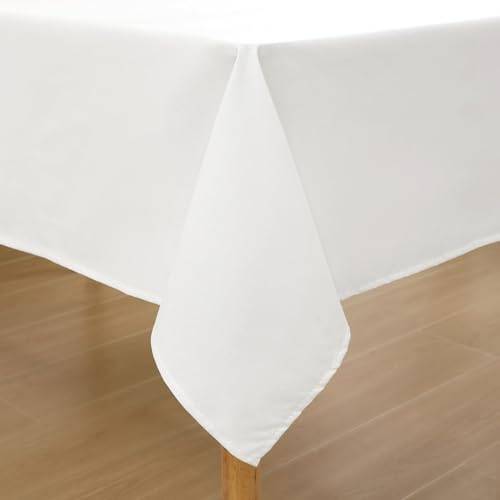 Homaxy Bordsduk med linneutseende, tvättbar, lotuseffekt, kantig, 140 x 240 cm, linneduk, vattenavvisande, fläckskydd, vit