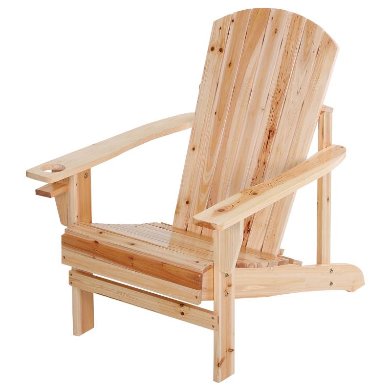 Adirondackstol med mugghållare massivt trä 72,5x97x93 cm