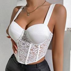 Bustier Fishbone Cup linne med ihåliga spetsar för kvinnor - Vitt - L,M,S,XL