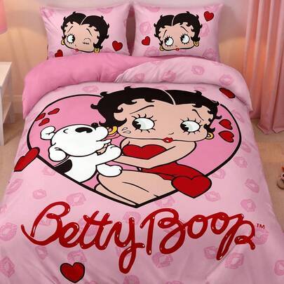 3-delat Miss Betty-mönstrat quiltöverdragssätt, sandat material, mjukt och varmt, flera storlekar, passar för enkelsäng/dubbelsäng/queen size/king siz - Multifärgad (135*200,150*200,180*200,200*200,160*220,168*229,200*230,229*229,230*220,264*229,260*220,240*220)