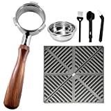 NEOUZA 58 mm bottenlösa tre öron filterhållare för espresso kaffemaskin kompatibel med Breville Sage Barista Max rostfritt stål (presentset)