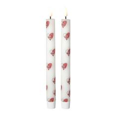 DACORE Stagelys m/3D flamme julehjerter 22 cm - 2 stk