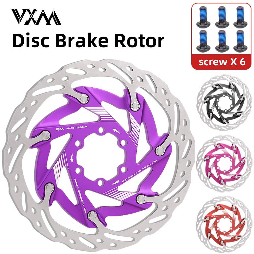 VXM Bicycle 6 Bolt Floating Disc Brake Pads Aluminum Allo 160mm Cooling Disc Heat Dissipation Down Hill Floating MTB Brake Rotor