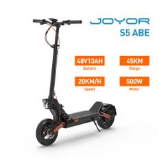 JOYOR S5 ABE Certification Electric Scooter 10-inch Tires 500W Motor 20km/h 48V 13Ah Battery 40-55km Range Dual Disc Brakes