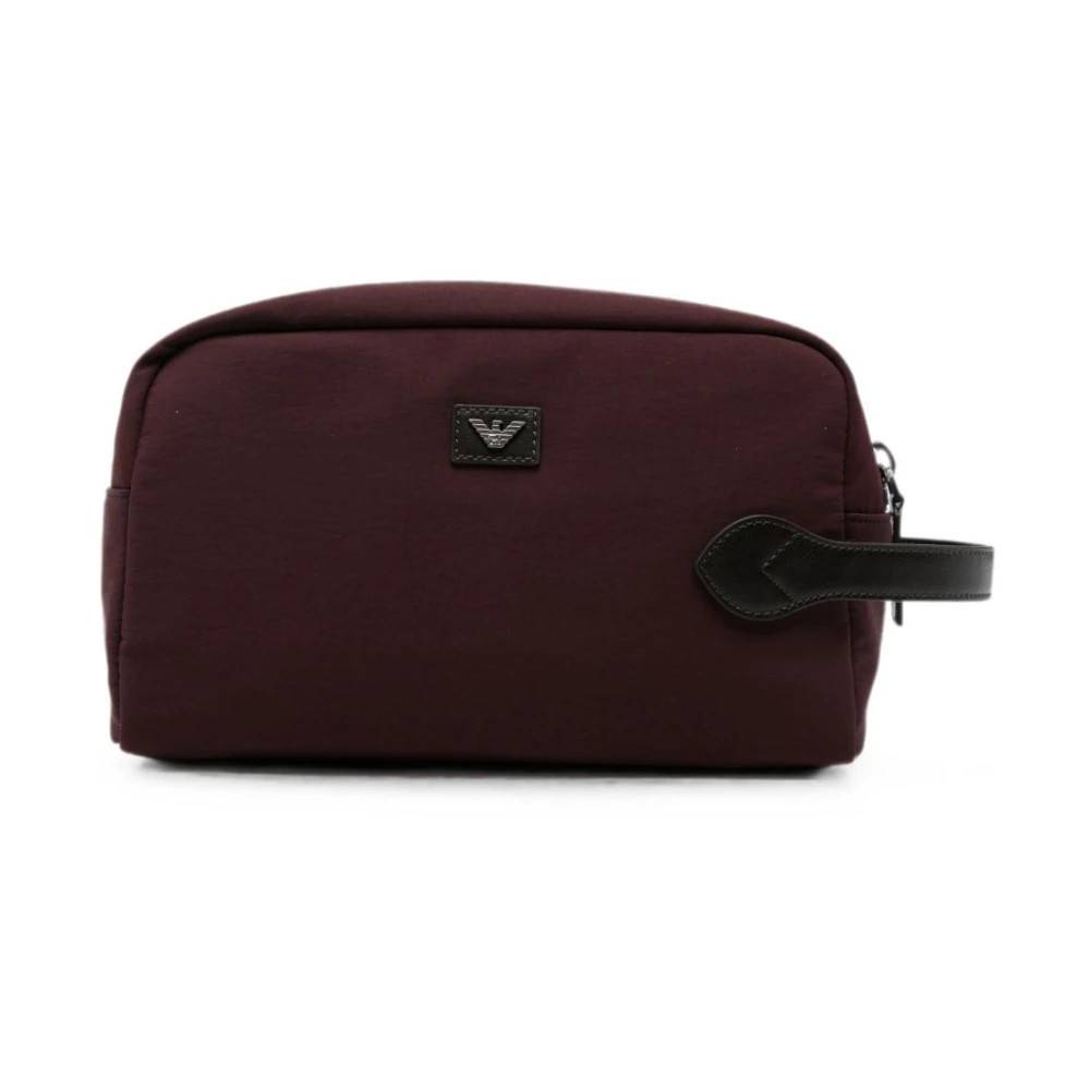 Emporio Armani Toilettaske med logoplate - Tasker - Herre - Brun - ONE SIZE -