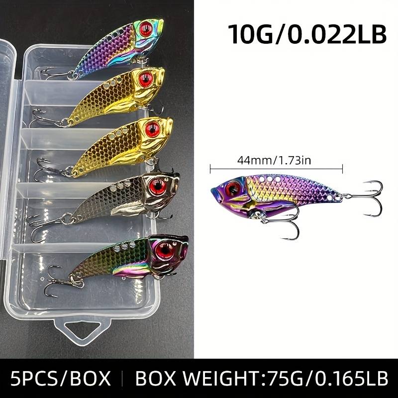 5pcs/box Mixed Colors Metal Vib Lure Fishing Spoons Crankbait Swimbaits Hard Blade Baits For Walleye Trout Fishing Lures