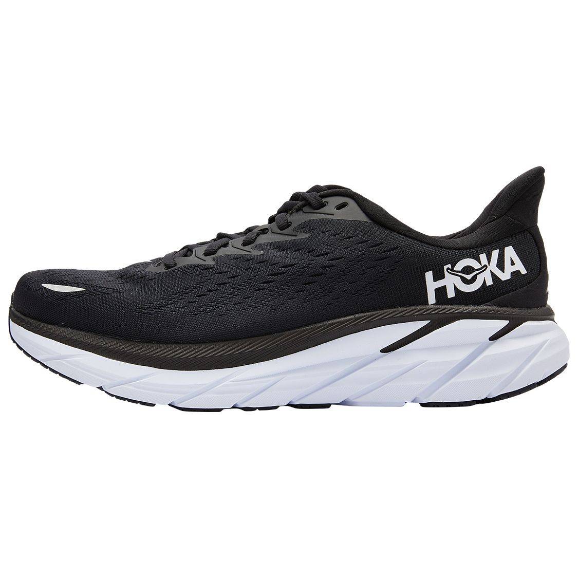 HOKA Clifton 8 2E Bred Svart Vit Herr Sneakers 1121374-BWHT cm