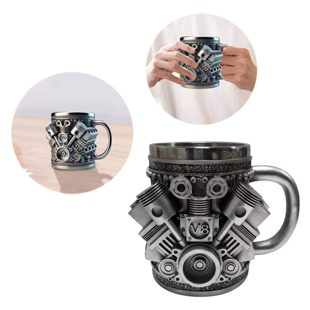 Personlig V8-motor rustfrit stålkop - Isoleret kaffekrus, kreativ gave til bilentusiaster, holdbart design