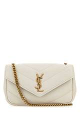 Saint Laurent Quilted Lambskin Crossbody Bag — White