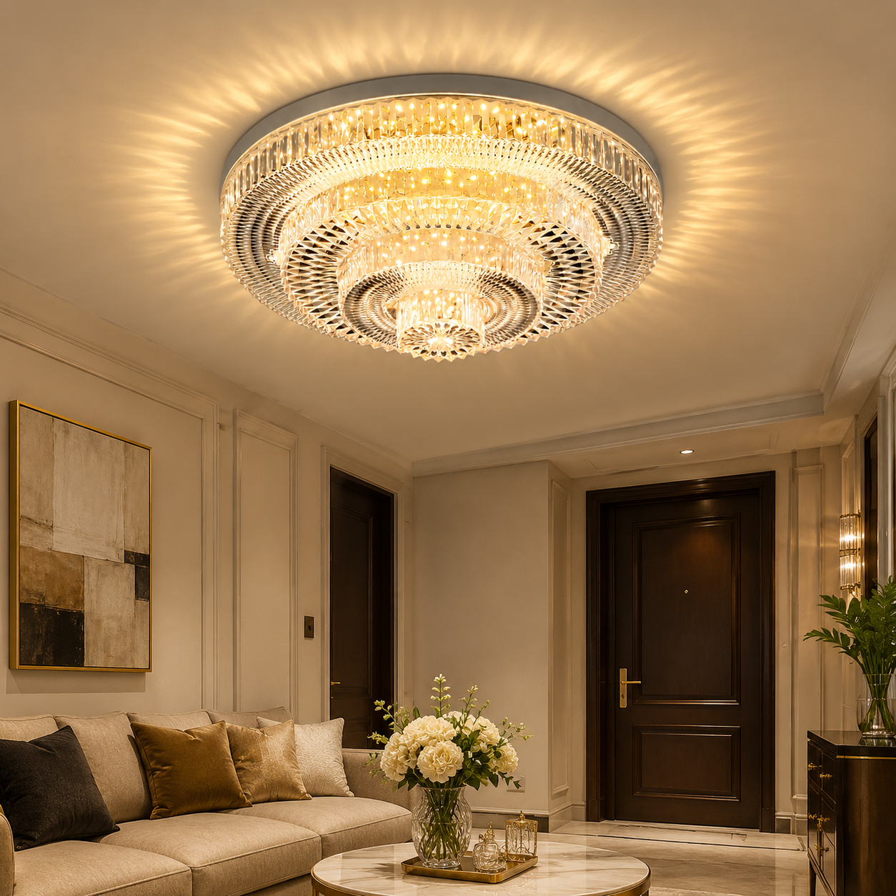 Modern Led Ceiling Lamp Crystal Circle Square 50W 80W Ceiling Lights For Bedroom Living Room Decoration Voltage 85-265V