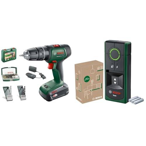 Bosch Akku Schlagbohrschrauber UniversalImpact 18V (1 Akku, 18 Volt System, im Koffer) + Ortungsgerät Truvo II (einfaches Orten von stromführenden Kabeln und Metallobjekten, Wandscanner bis 70mm)