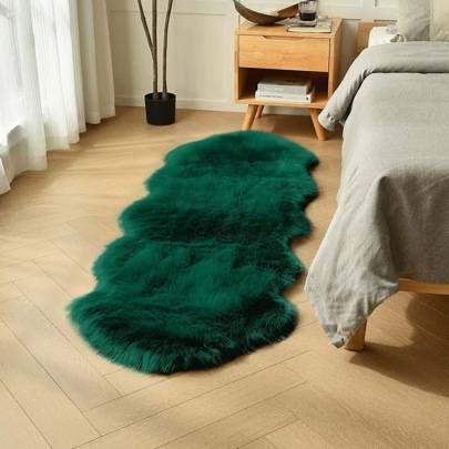1 st mjuk fuskpälsmatta, djupgrön fluffig heltäckningsmatta, lämplig för vardagsrums-/sovrumsgolv, maskintvättbar, kan användas som fåtölj, soffa, sän - Mörk Grön (60*150,60*120,60*90,60*180,50*80,80*200)