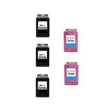 HP 305 XL combo pack 5 stk - BK/C 90 ml - Kompatibel blækpatron