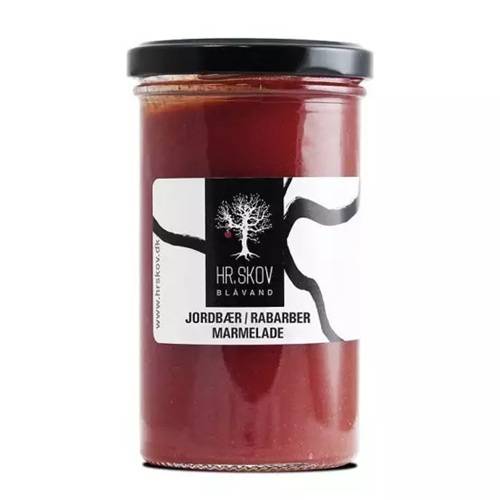 Hr. Skov - Jordbær og Rabarber marmelade - 290g.