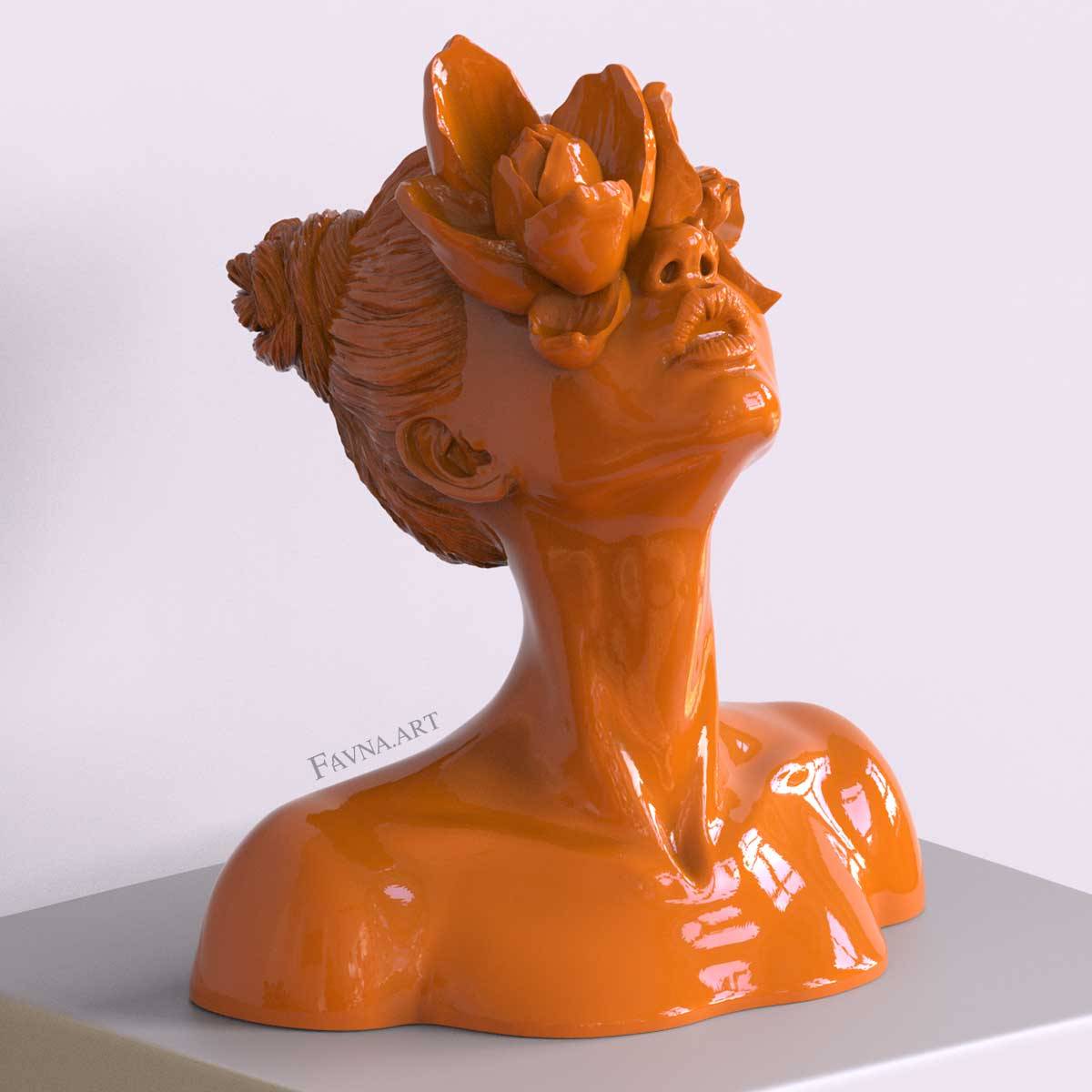 Sculpture "Daughter of the Faun" in orange color - 43 cm / 16.9 inch / glossy (43 cm / 16.9 inch)