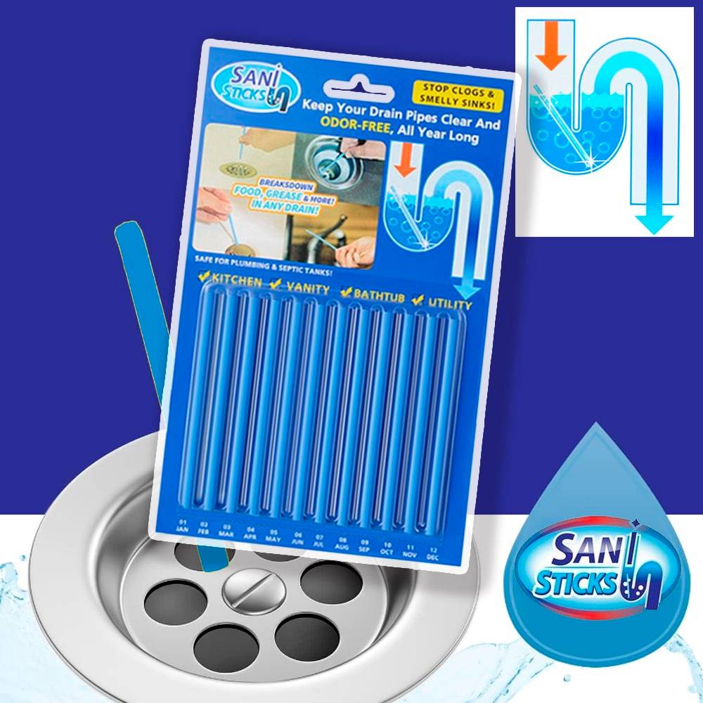 Sani Sticks Avloppsrens 12 st. (Tillverkad av naturliga materialer)